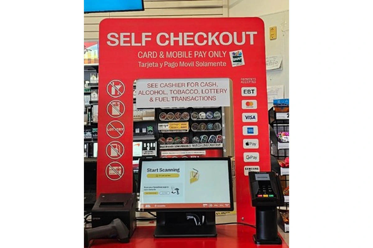 Speedway self-checkout kiosk in a 7-Eleven store
