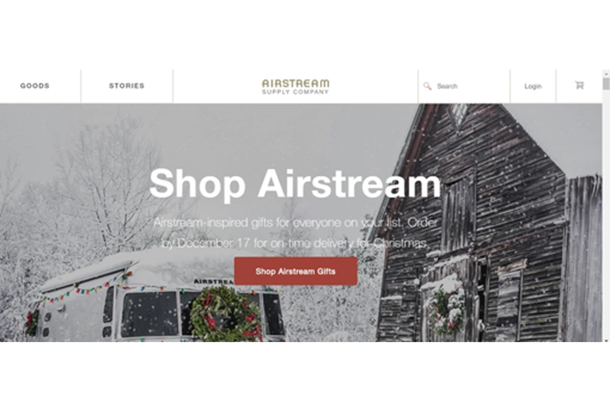 Shop Airstream e-commerce homepage