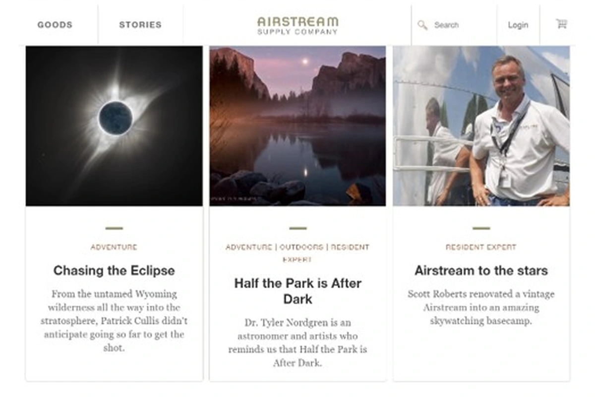 Airstream Supply Company story pages