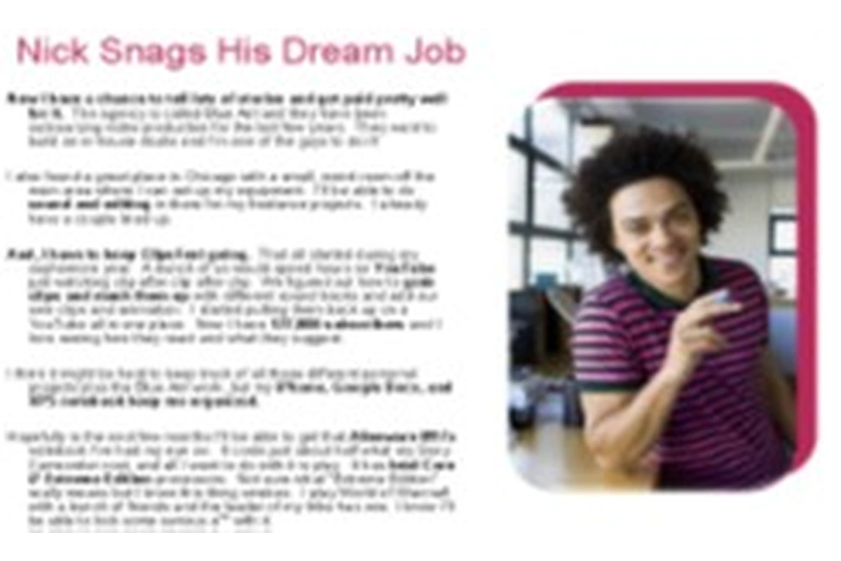 First-person consumer narrative page